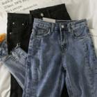 Frayed Slit-hem Skinny Jeans
