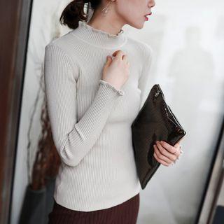 Lettuce Edge Mock Neck Knit Top