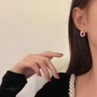 Faux Pearl Drop Earring 1 Pair - 925 Silver Earrings - Gold & White - One Size