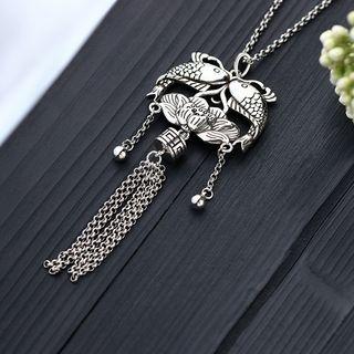 Carp Fish Pendant Alloy Necklace Cp612 - Silver - One Size