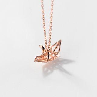 Origami Crane Pendant Sterling Silver Necklace