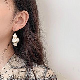 925 Sterling Silver Shell Disc Dangle Earring 1 Pair - Gold - One Size