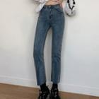 Frayed Bootcut Cropped Jeans