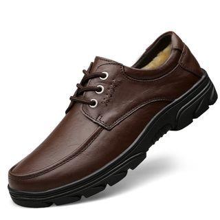 Genuine-leather Fleece-lined Lace-up Shoes