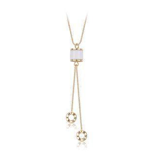 925 Sterling Silver Plated Gold Arabic Number Geometric Cylindrical Tassel Necklace Golden - One Size