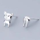 Non-matching 925 Sterling Silver Pig Earring S925 Silver - 1 Pair - Pig - One Size