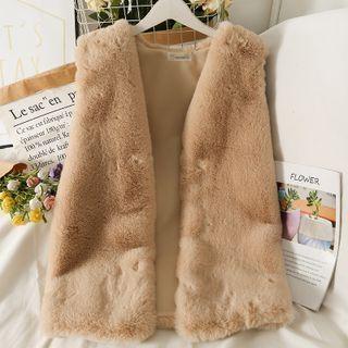 Open-front Furry Vest Jacket