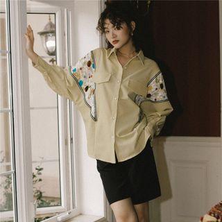 Lantern-sleeve Printed Shirt