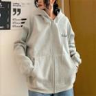 Couple Matching Long-sleeve Zip-up Lettering Hoodie