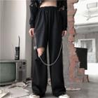 High-waist Cutout Straight Leg Pants / Waist Chain