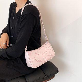 Cat Print Faux Leather Shoulder Bag