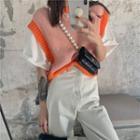 Sleeveless Two-tone Knit Top As Shown In Figure - One Size