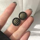 Stud Earring 1 Pair - S925 Silver Stud - Gold & Black - One Size