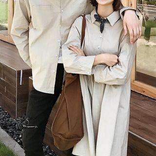 Men Shirt / Women Long-sleeve A-line Shirt Dress