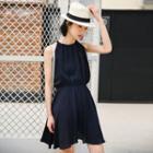 Halter A-line Mini Dress Black - One Size