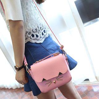 Faux-leather Cat-print Cross Bag