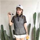 Mesh Panel Short-sleeve Polo Shirt