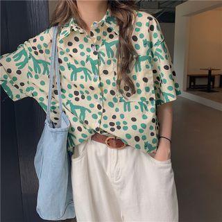 Short-sleeve Print Shirt Green - One Size