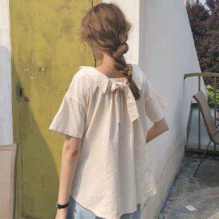 Bow Back Short-sleeve Blouse