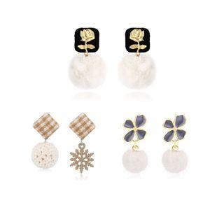 Rose / Snowflake / Pom Pom Dangle Earring
