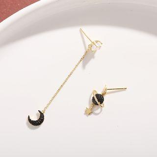 Non-matching Planet Moon & Star Dangle Earring 1 Pair - Planet Moon & Star Dangle Earring - One Size