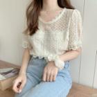 Short-sleeve Lace Top / Mini A-line Skirt