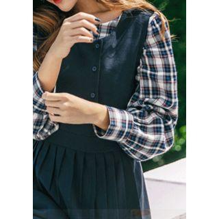Zip-back Tartan-plaid Blouse
