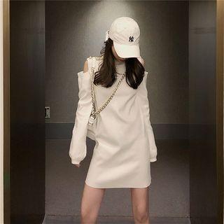 Cold-shoulder Mini A-line Knit Dress