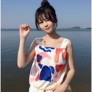 Printed Sleeveless Top White - One Size