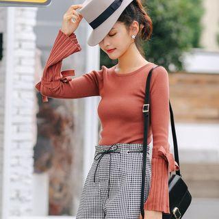 Bell Sleeve Round Neck Top