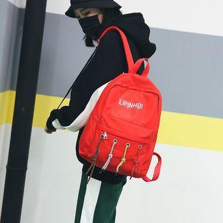 Lace-up Lettering Nylon Backpack