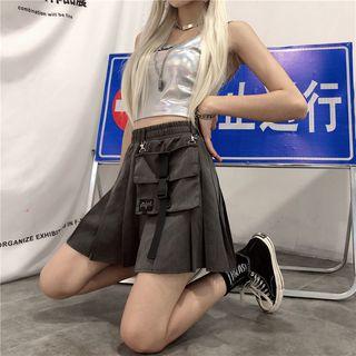 Asymmetrical Cargo A-line High-waist Skort