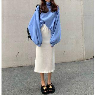 Corduroy Slim-fit Skirt White - One Size
