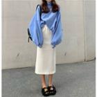 Corduroy Slim-fit Skirt White - One Size