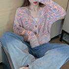 Melange Cardigan Pink & Blue & Yellow - One Size