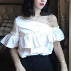 Ruffled Off-shoulder Short Sleeve Top