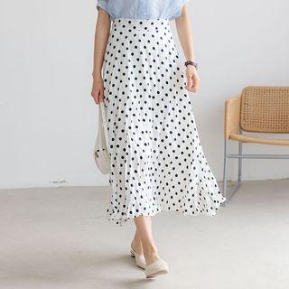 Chiffon Dotted A-line Midi Skirt