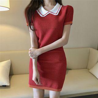 Short Sleeve Knit Collared Dress