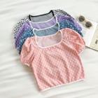 Floral Square-neck Puff-sleeve T-shirt