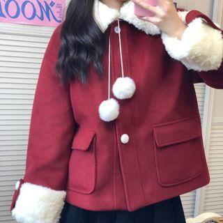 Fleece Button Jacket / Pleated Skirt