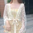 Open Front Lace Cardigan Almond - One Size