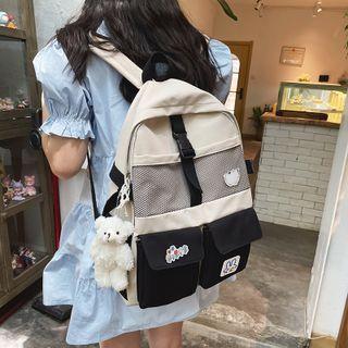 Set: Color Block Backpack + Bear Charm