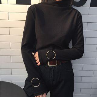 Ring Detail Turtleneck Long-sleeve T-shirt