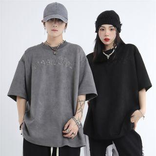 Long-sleeve Letter Embroidered Suede Sweatshirt