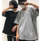 Couple Elbow-sleeve Plain T-shirt