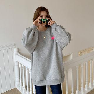 Balloon-sleeve Letter Print Sweatshirt