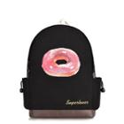 Canvas Donut Printed Pu Panel Backpack
