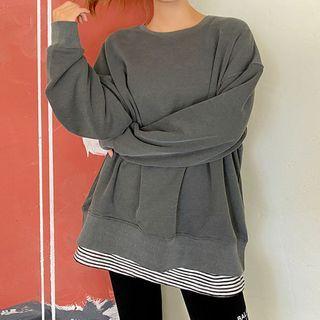 Plus Size Pigment-washed Sweatshirt