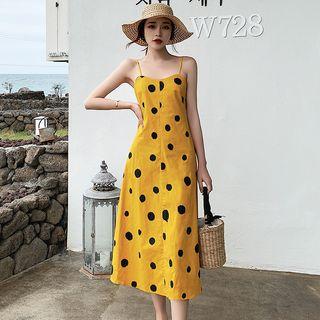 Dot A-line Spaghetti-strap Dress
