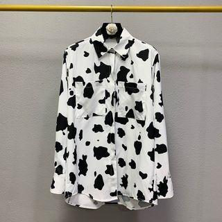 Long-sleeve Cow Print Shirt